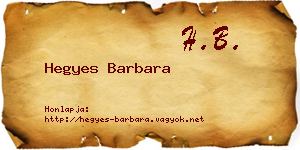 Hegyes Barbara névjegykártya